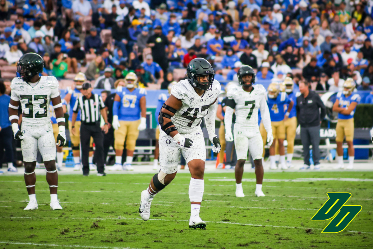 Mase Funa jogs off the field after a play vs. UCLA.